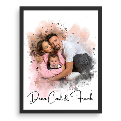 Retrato Acuarela en Familia